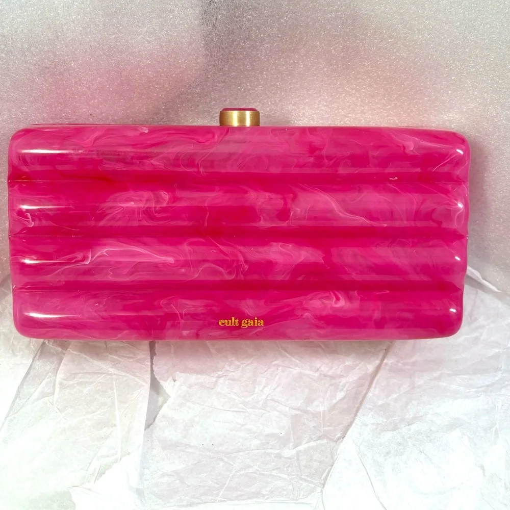 cult gaia Pink Marbled Enid Box Clutch